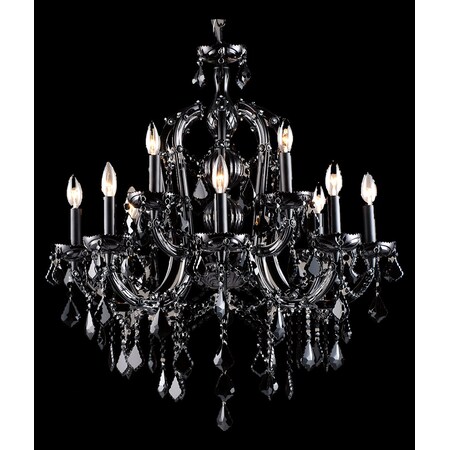 Avenue Lighting Onyx Ln. Collection Black 12 Light Crystal Chandelier HF1039-BLK